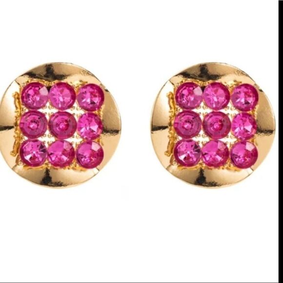 New ZARA  Exaggerated Gold circular statement earrings with rhinestone appliqués - Picture 7 of 10